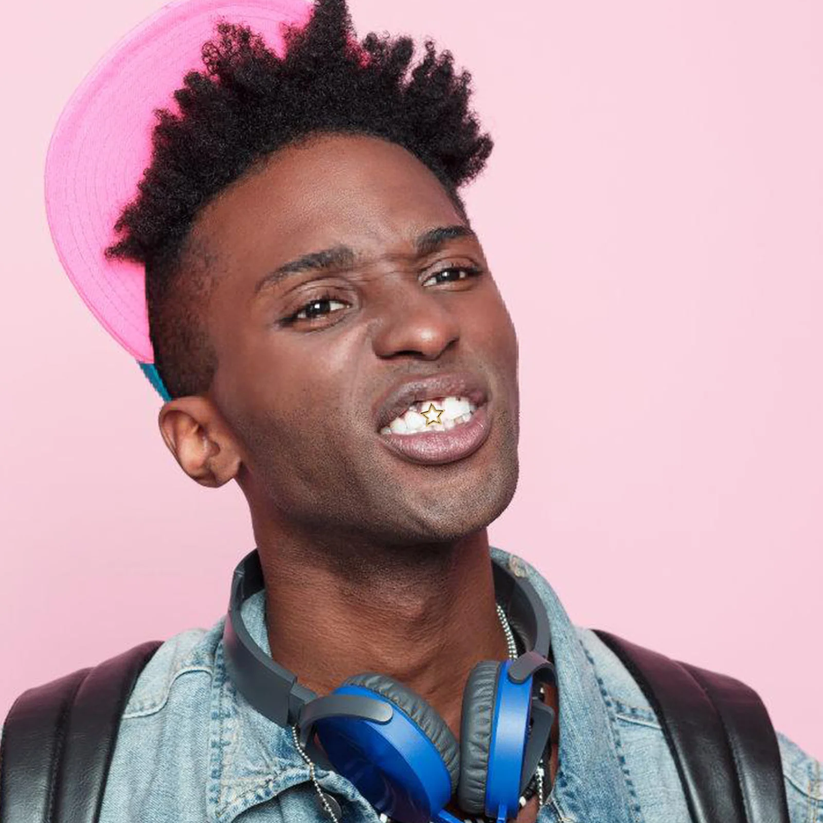 2 قطعة شوايات الأسنان نجمة العصرية مجوهرات الأسنان المعدنية لهيب هوب الحياة الليلية حفلة الشرير قبعة شواء واحدة زي الإكسسوار #2