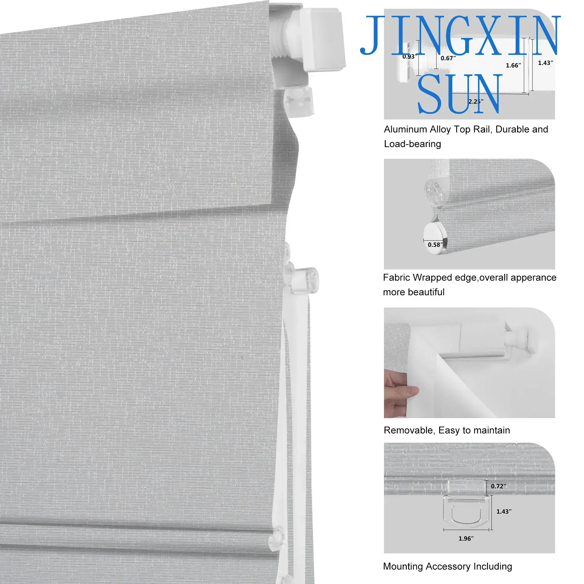 BERISSA Top Down Bottom Up Blackout Roman Shades,No Tool No Drill Cordless Roman Blinds,Thermal Insulated Roman Window Blinds