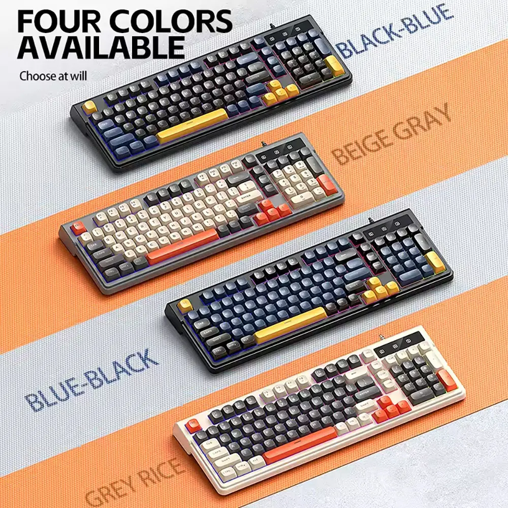 98 Keys Mixed Color USB Wired Computer RGB 95% Membrane Gaming Keyboards