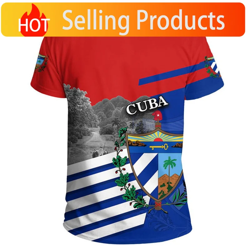 Fashion 3D Print Cuba Flag T Shirt Men Cuban National Emblem T-shirts Streetwear Short Sleeve Oversized Tees Summer Top Clothing