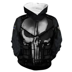 Disney Hoodies Punisher Cosplay Skull 3D Print Streetwear Men Women Fashion Oversized Sweatshirts Hoodie Kids Pullover Tracksuit