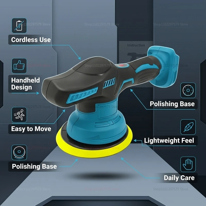 Cordless 18V Car Polisher Electric Polishing Machine Wireless Waxing Sanding Sealing Glaze Tool Auto Detailing Sander Power Tool view 2