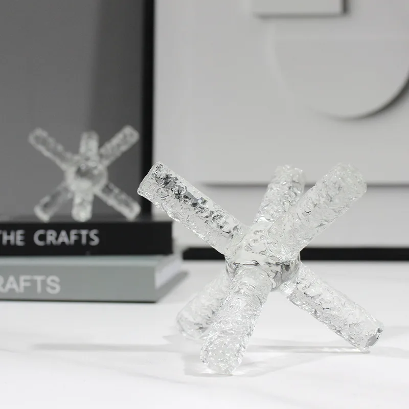 Simple home creative transparent glass ice prismatic geometric ornament,  study entrance soft decoration