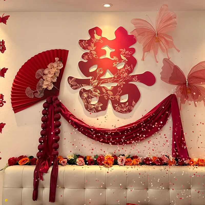 結婚式の寝室の装飾-蝶のデザインktボード-グラデーションカラー-ラッキーキャラクター-花嫁と花婿のためのヘッドボードデコレーション