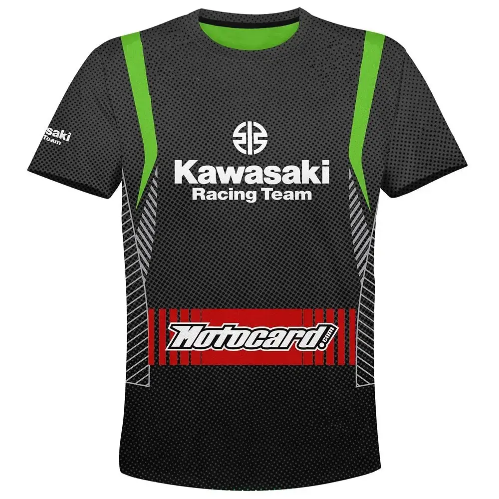 Kawasaki Racing Team T-Shirts Men's and Women's Short Sleeve Round Neck Sportswear Fashion Tops Adult Youth Outdoor Clothing