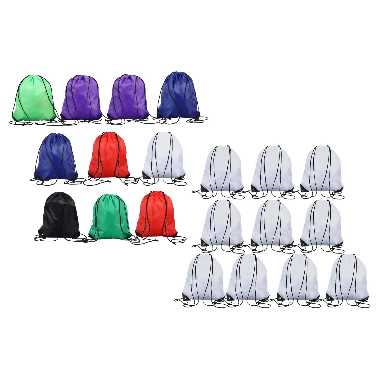 10 Pieces Drawstring Backpacks Polyester Gym Bags Sport Bag Drawstring Bags for Swimming Sports Traveling Women Men Children