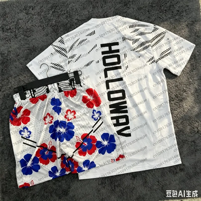 Summer Top Boxer MMA Octagonal Cage Max Holloway Tshirt Shorts Set Men Kid Sports Training Running Set Speed Drying Fighting Set