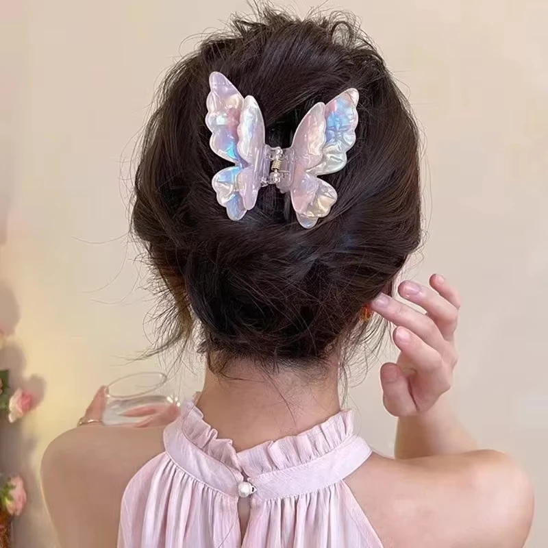 

Fashion Sweet Colorful Butterfly Hair Claw Princess Acetate Crab Hair Clips Women Girls Hairpin Summer Hair Accessories Gift