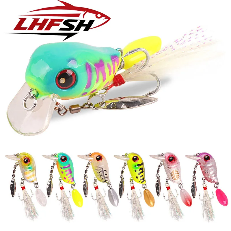 LHFSH 3,8cm 4,6cm Schwimmender Crankbait Künstlicher Oberflächenköder Crank Wobbler Flacher Topwater Forellen- und Barsch-Angelköder