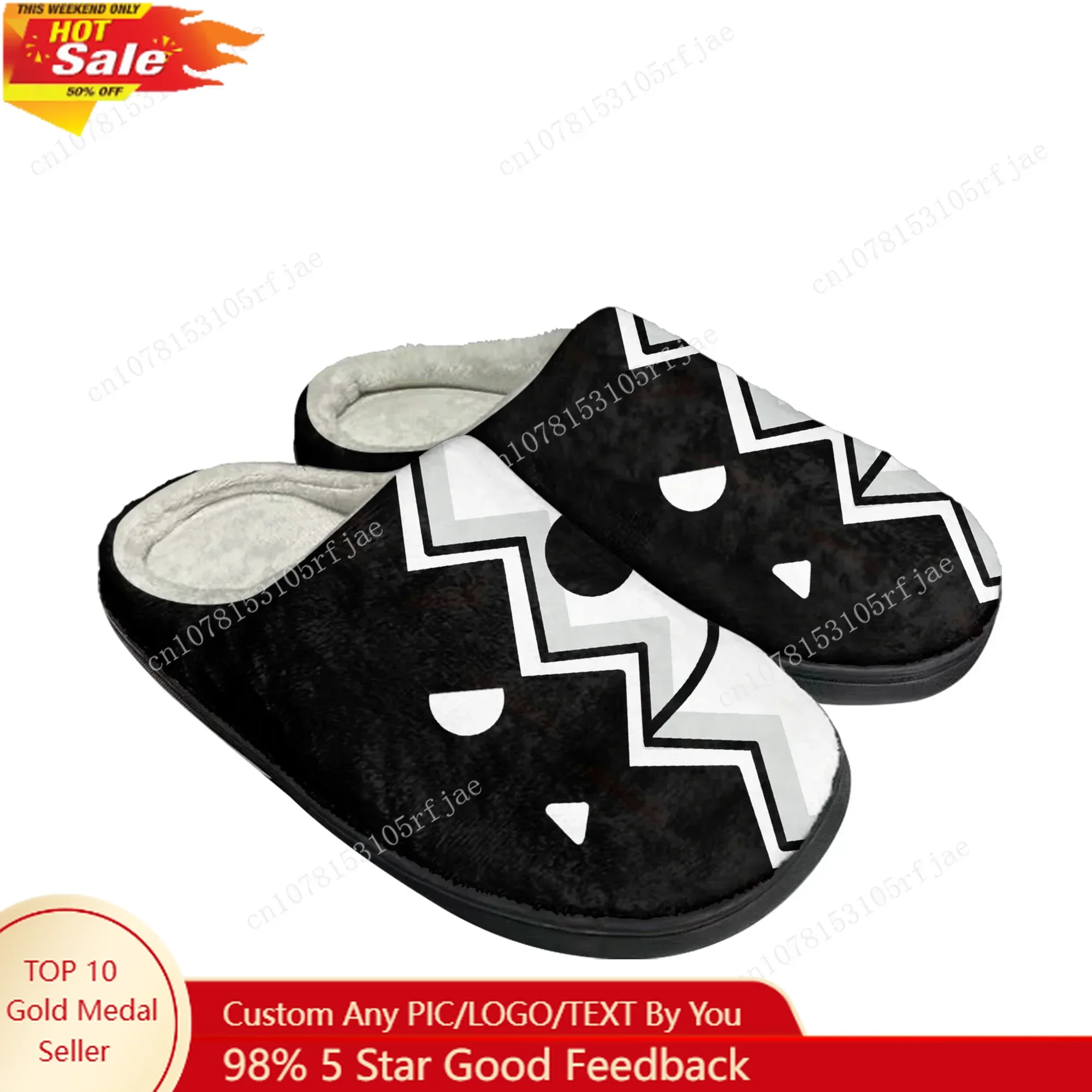 

Geometry Dash Home Cotton Slippers Cartoon Game Mens Womens Teenager Plush Bedroom Casual Keep Warm Shoes Tailor Made Slipper