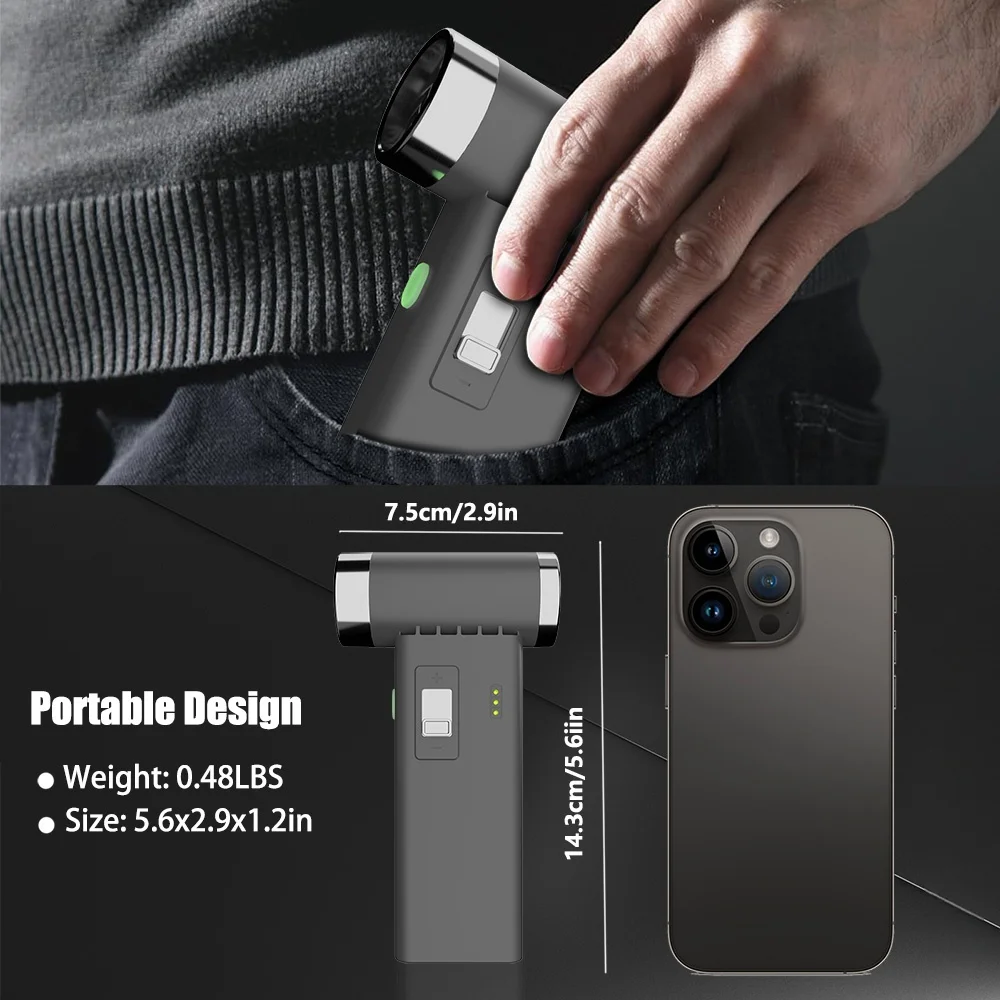 Electric Compressed Air Duster, 0-11,0000 RPM Rechargeable Cordless Turbo Fan, Portable Jet Fan for Cars, PC, Keyboard Cleaning