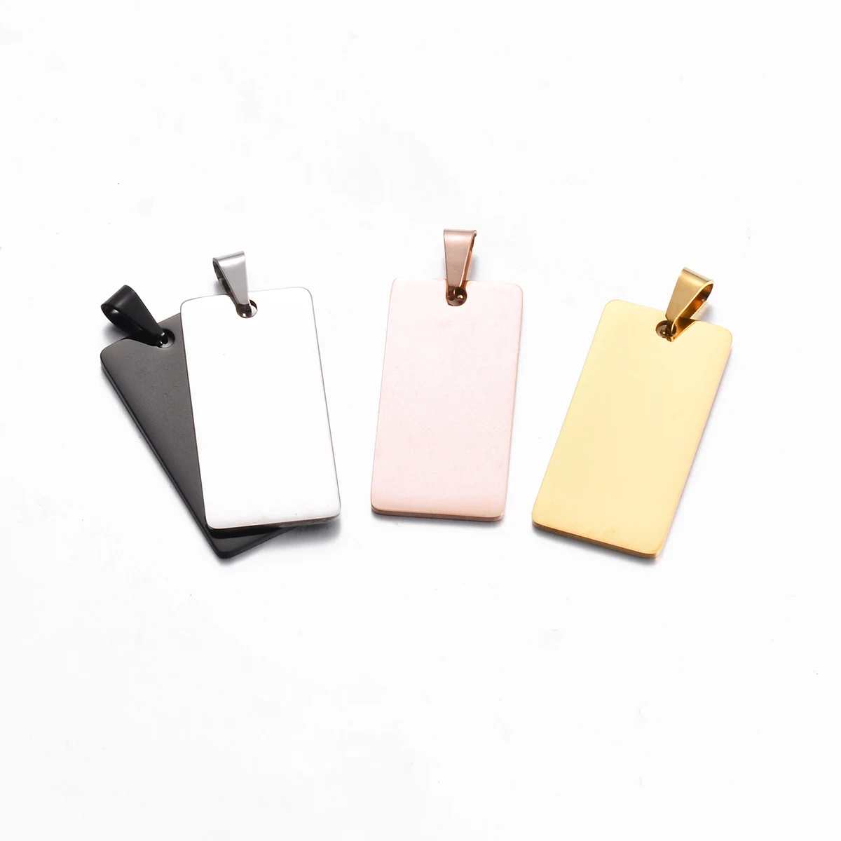 

5Pcs High Quality Rectangle Tags Pendant Charm Stainless Steel ID Blank Tags 4 colors Both side Polished