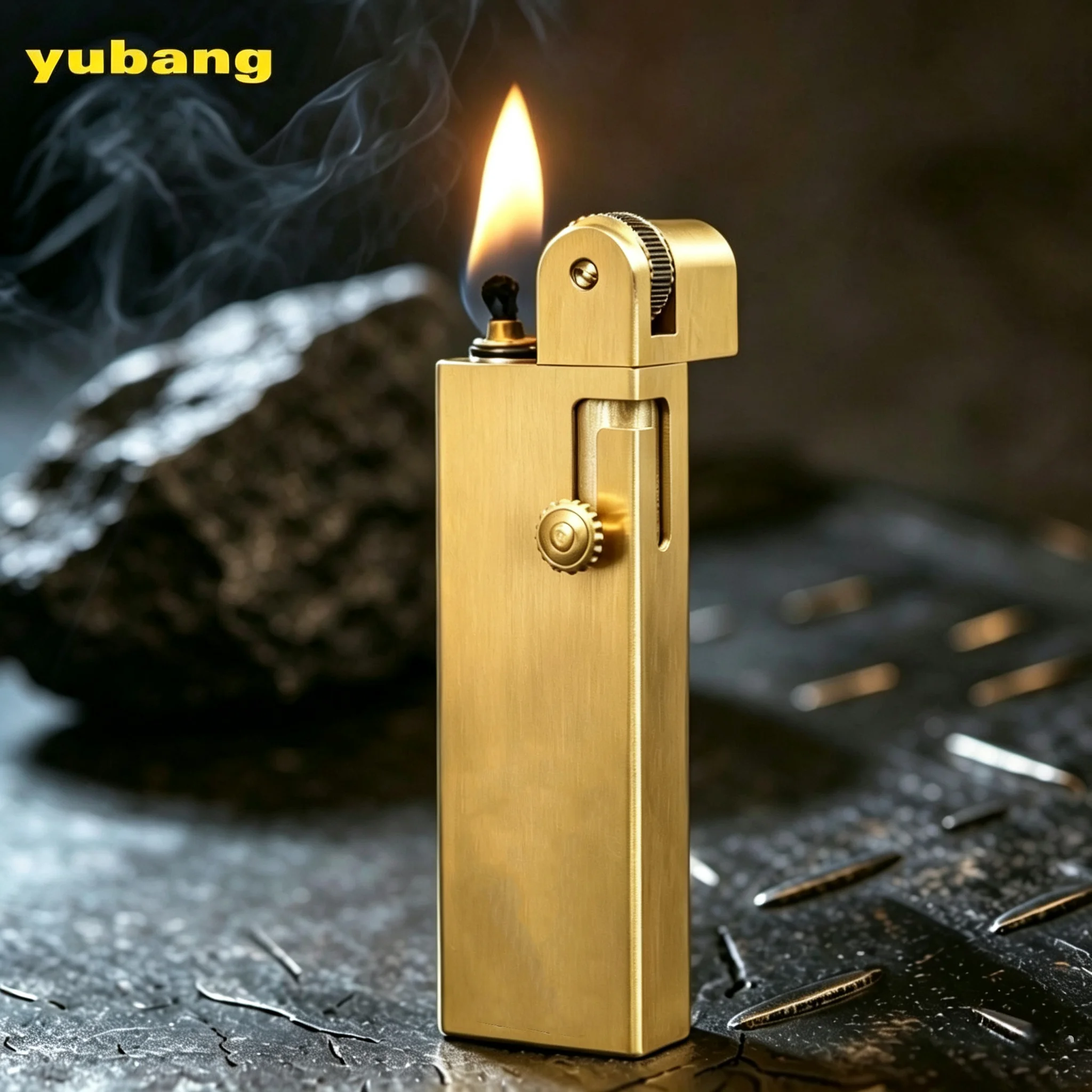 Brass Oil Lighter Bolt Action Design Trench CNC Precision Refillable Flint Wick Vintage Mechanical Durable Pocket EDC Men Gift