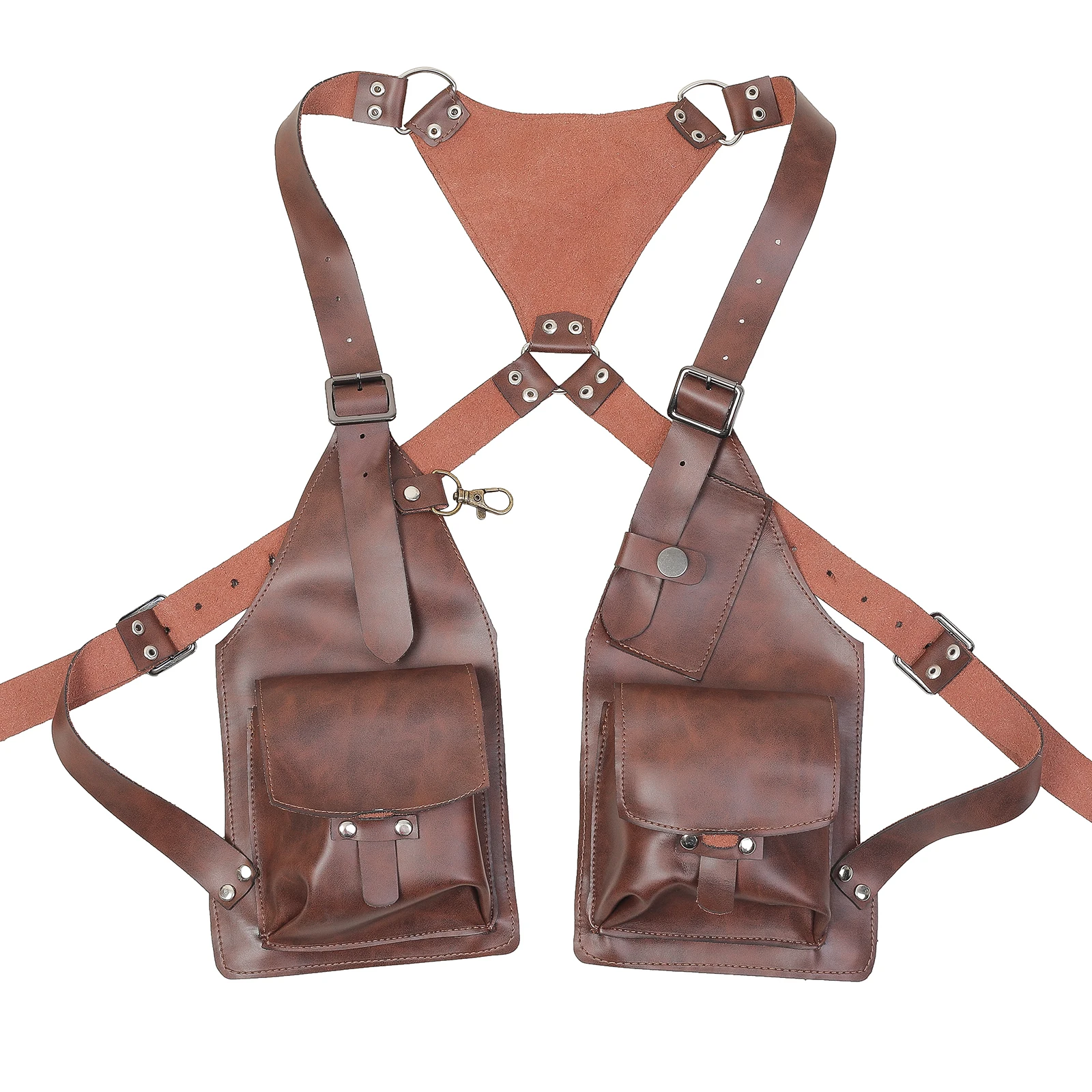 

Medieval Steampunk Festival Leather Harness Bag Gothic Shoulder Phone Purse Holster Pouch Viking Pirate Double Hidden Pocket Bag
