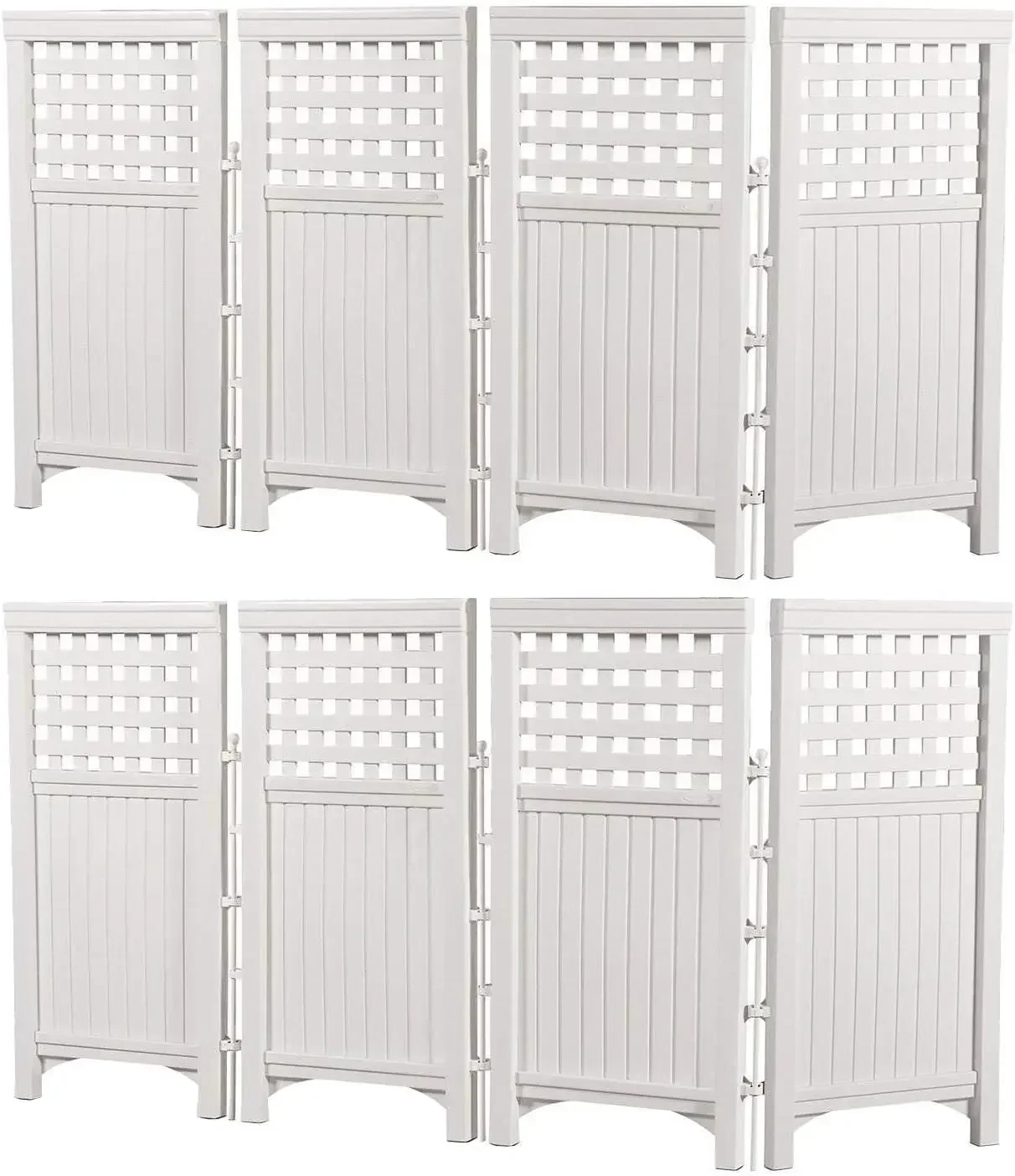 Outdoor Patio Garden 8 Panel Yard Screen Enclosure Gated Fence, White