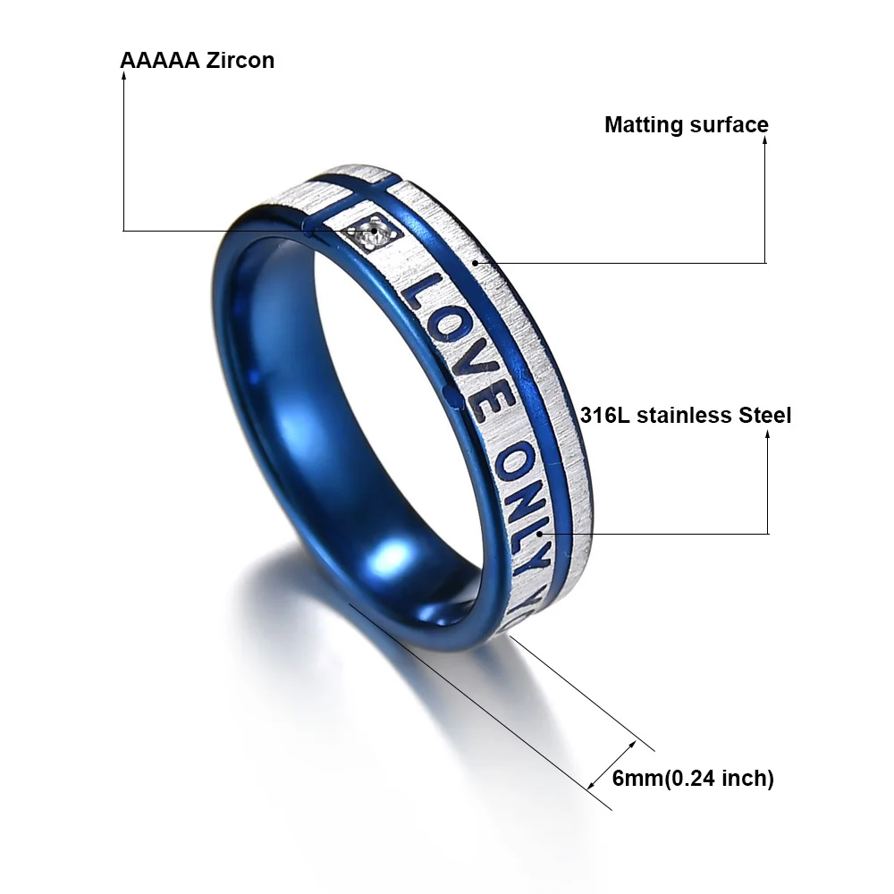 Fashion New 8mm Simple Men Ring Smooth Stainless Steel Blue Charms Rings Women\'s Couple Jewelry Gift Dropshipping