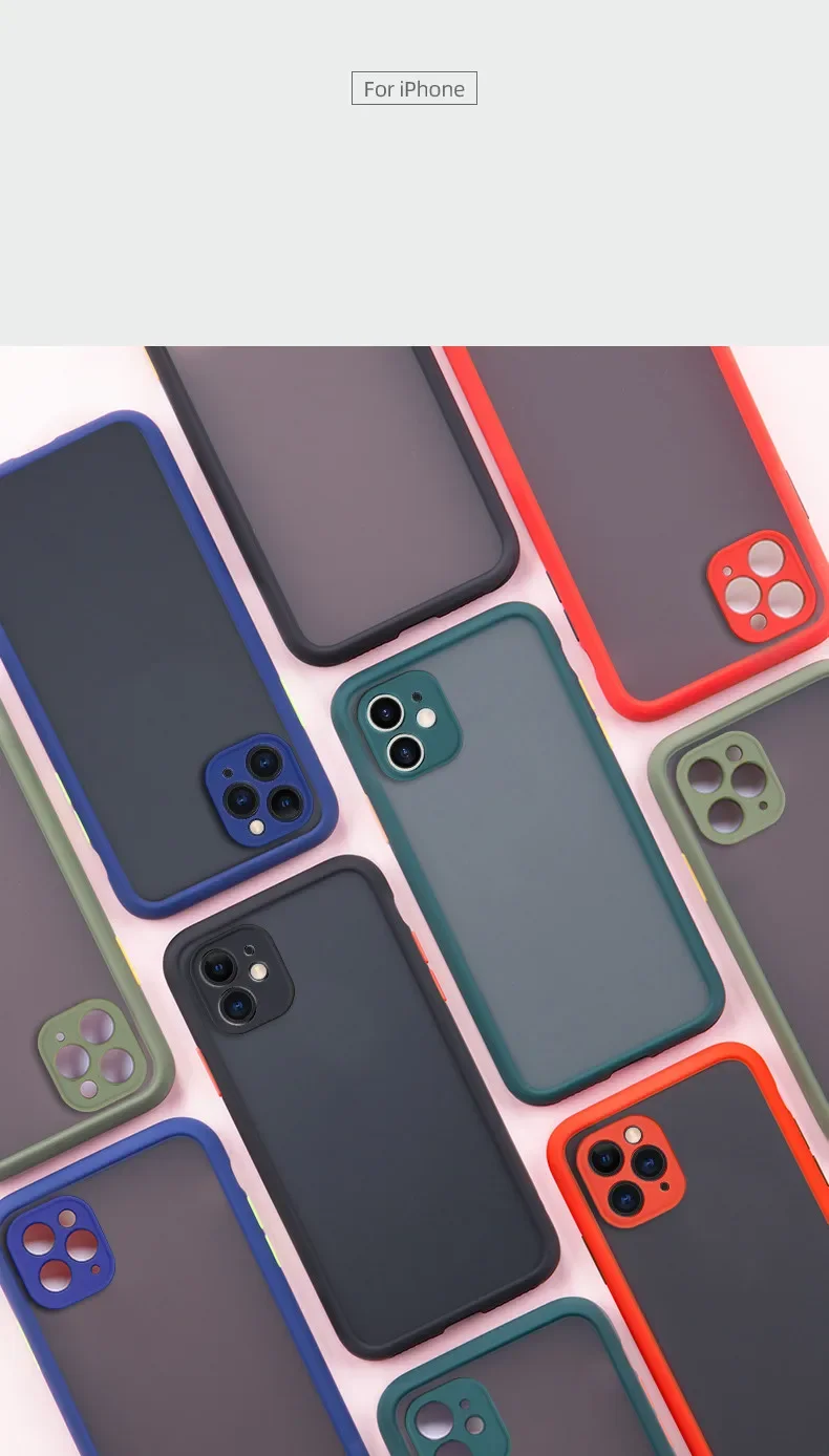 Soft TPU Bumper Phone Case For iPhone 15 14 13 12 Mini 11 Pro XS Max XR X 8 7 Plus SE 2022 2020 Plastic Matte Back Cover