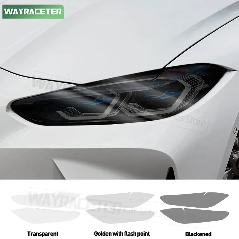 

2 Pcs Car Headlight Tint Smoked Black Protective Film Front Transparent TPU Sticker For BMW M3 G80 G81 M4 G82 G83 2021 2023 2024