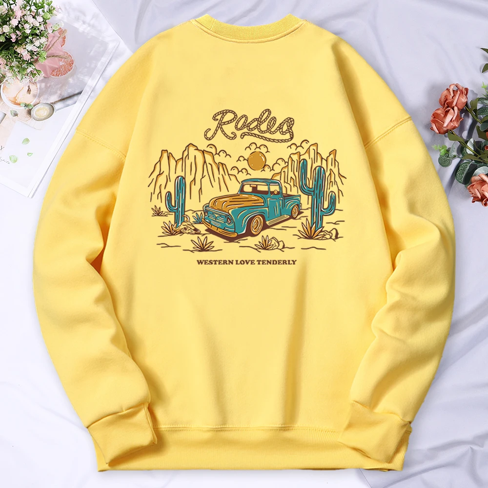 Rodeg Western Love Tenderly Romantic Desert Men Women Hoodie Autumn Fashion Clothes Cartoon Sweatshirt Crewneck Fleece Hoodies