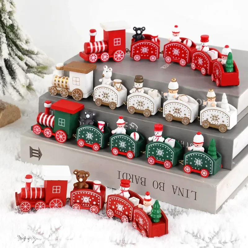 Christmas Train Decoration Small Train Ornament Decoration  Christmas Decoration Children's Gifts Christmas Cake Decoration