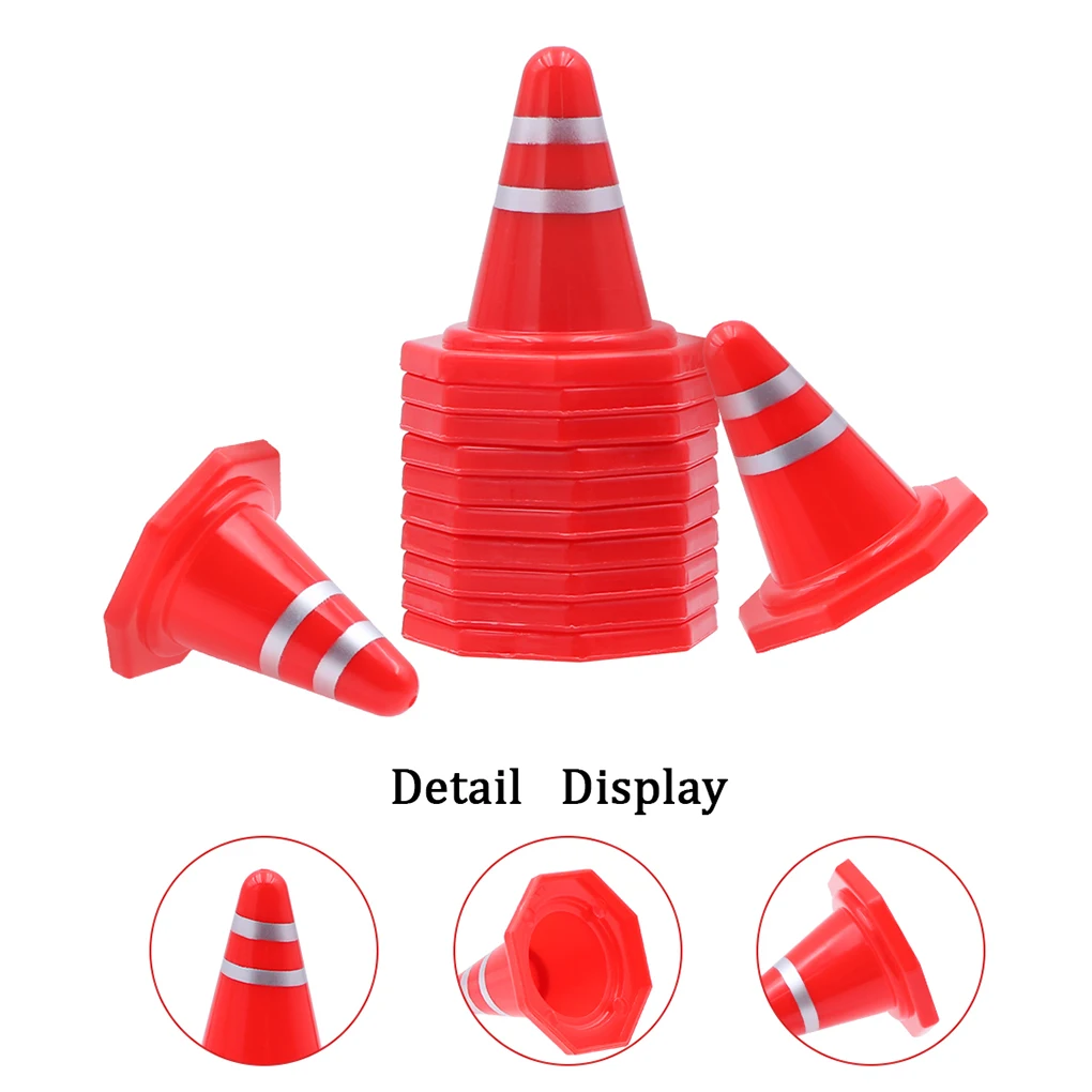 20pcs Simulated Traffic Cones Mini RC Decoration Toys Road Cones for RC Crawler 1/16 1/18 1/24 RC Car SCX24 FCX24 TRX4M Parts