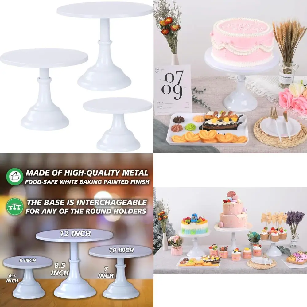 

Metal Cake Stand Set with 3 Tiers - 8, 10, and 12 Inch Diameters for Wedding Dessert Displays