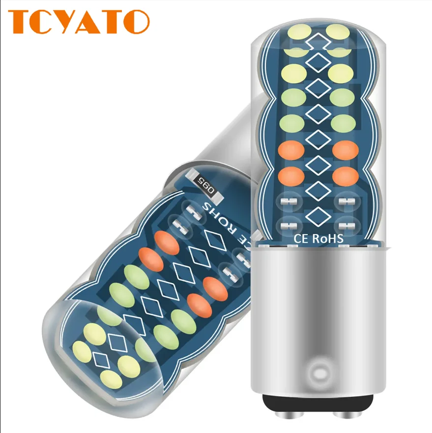 

TCYATO 1157BAY15D P21/5W RGB автомобильная лампа заднего хода, светодиодная лампа, автомобильный задний фонарь, парковочный фонарь, парковочный боковой знак, 12 В 6000 К