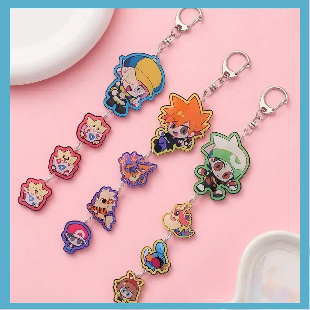 Pokémon Charizard Blastoise Anime Portachiavi in acrilico Cartoon Divertente Ciondolo per borsa Simpatico ciondolo creativo Portachiavi per auto Amici Fan Regalo