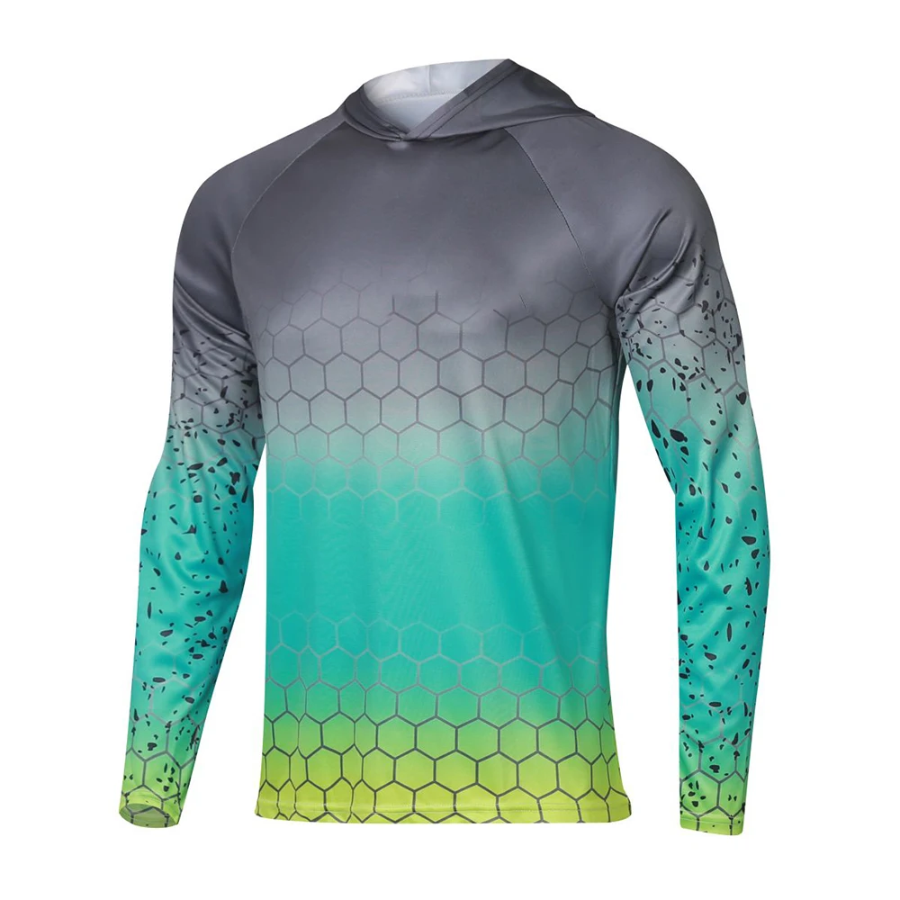 Sudadera con capucha de pesca de manga larga para hombre, ropa de pesca con protección Uv, camiseta de senderismo al aire libre, camisas de surf de pesca