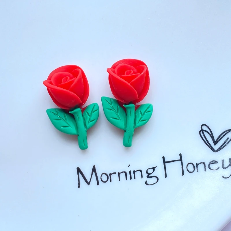 12Pcs New Cute Mini Cartoon Rose / Flower Flat Back Resin Cabochons Hairpin DIY Jewelry Craft Decoration Accessories