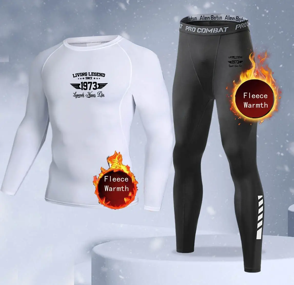 New 2-pieces Winter Warm Men Underwear Set Fleece Thermal Undershirts Long Johns Compression Tights Fitness Sports Tracksuit Set - view 2
