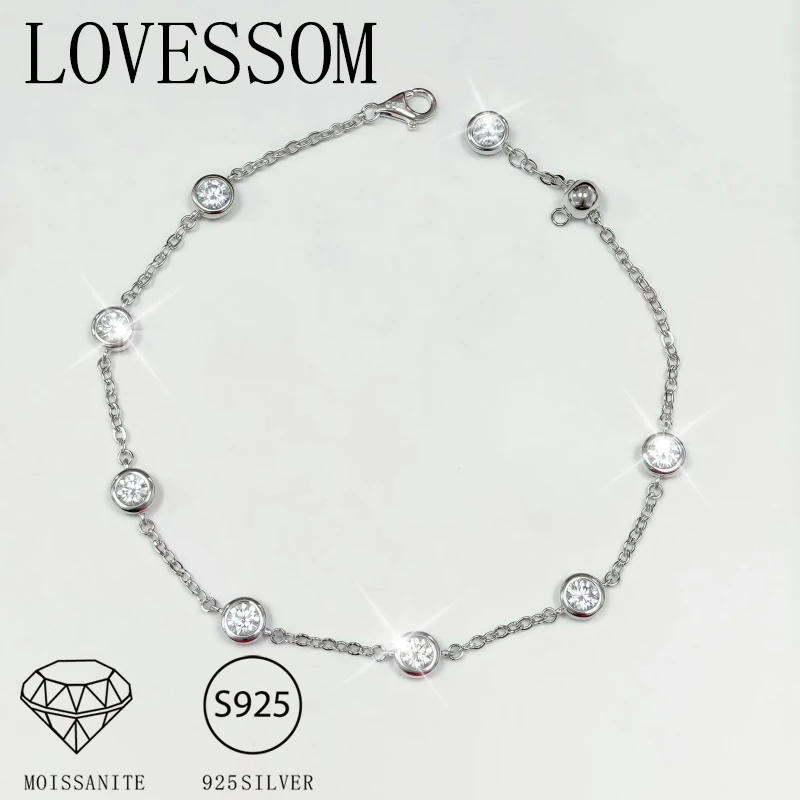 

A plated with 14K gold925 silver 2.4 carat round moissanite exquisite romantic versatile high-quality men's and women's bracelet