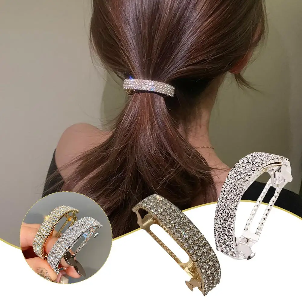 Low Ponytail Hairpin Spring Clip Shiny Hair Fashion Gentle Women's Hair Claws Accessories T6i6