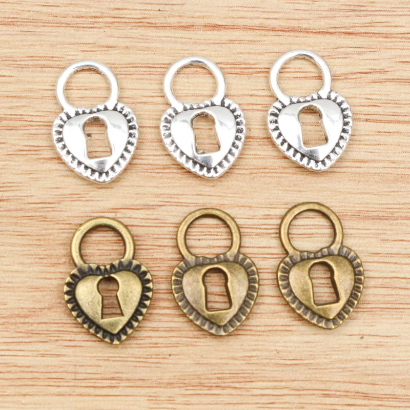 20pcs 17x11mm Antique Silver Plated Bronze Plated Heart Lock Charms Pendant:DIY for bracelet necklace