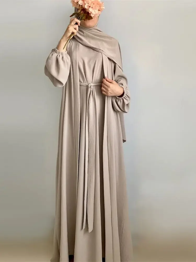 

Ramadan Eid Mubarek Women Dubai Abaya Kaftan Turkey Islam 3 Piece Muslim's Set Hijab Dress Kimono Ensembles Musulmans Djellaba