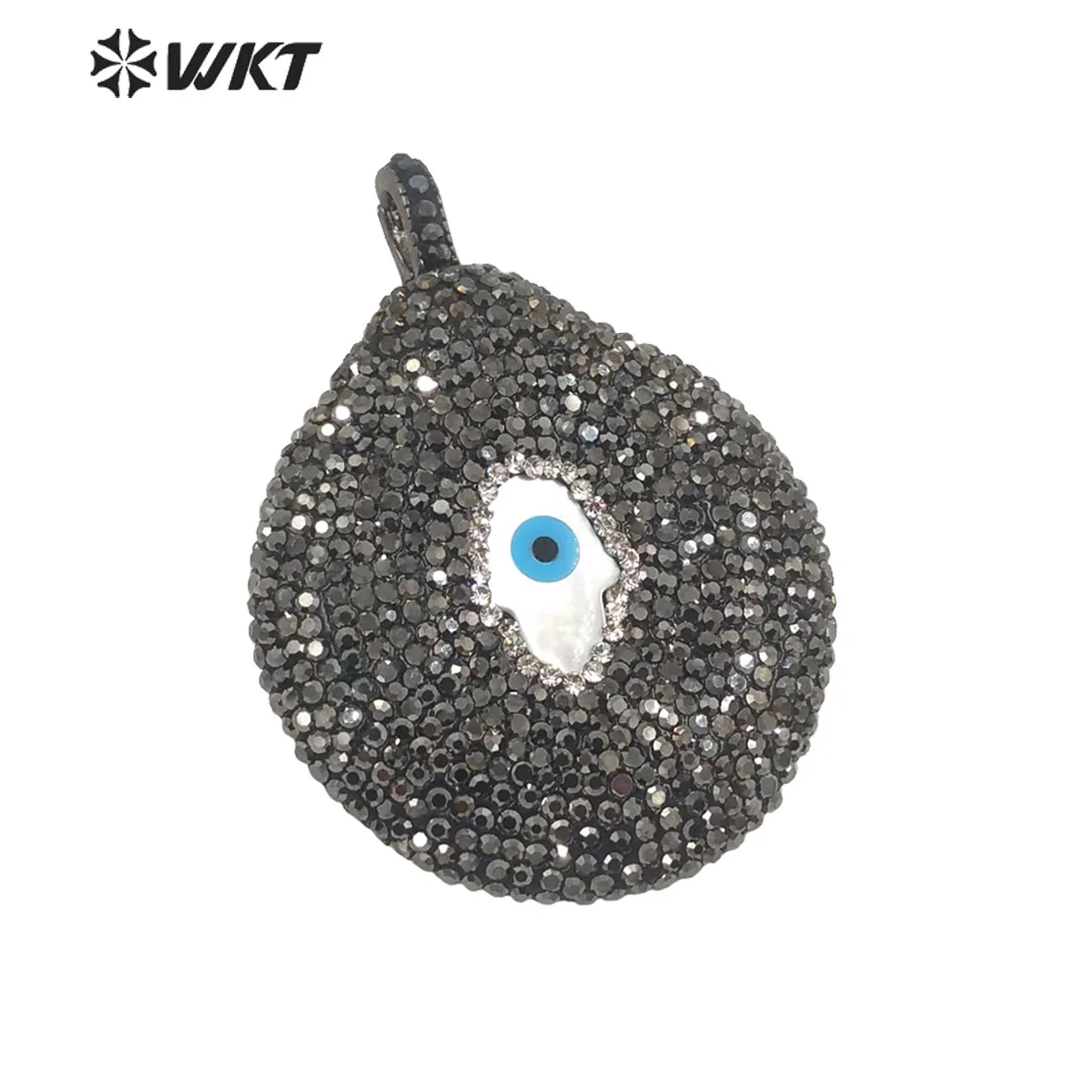 WT-JP292 WKT Unique Natural Shell Pendant Palm Eye Round Pendant Inlaid Zircon Pendant Ladies Jewelry Necklace Pendant