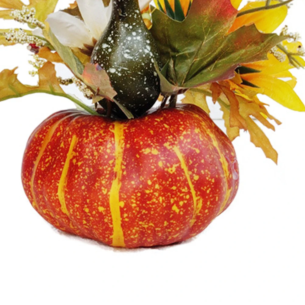 

2 Pcs Simulated Plant Pumpkin Combination Maple Leaf Crafts Decoration Large Mini Fall Ornaments