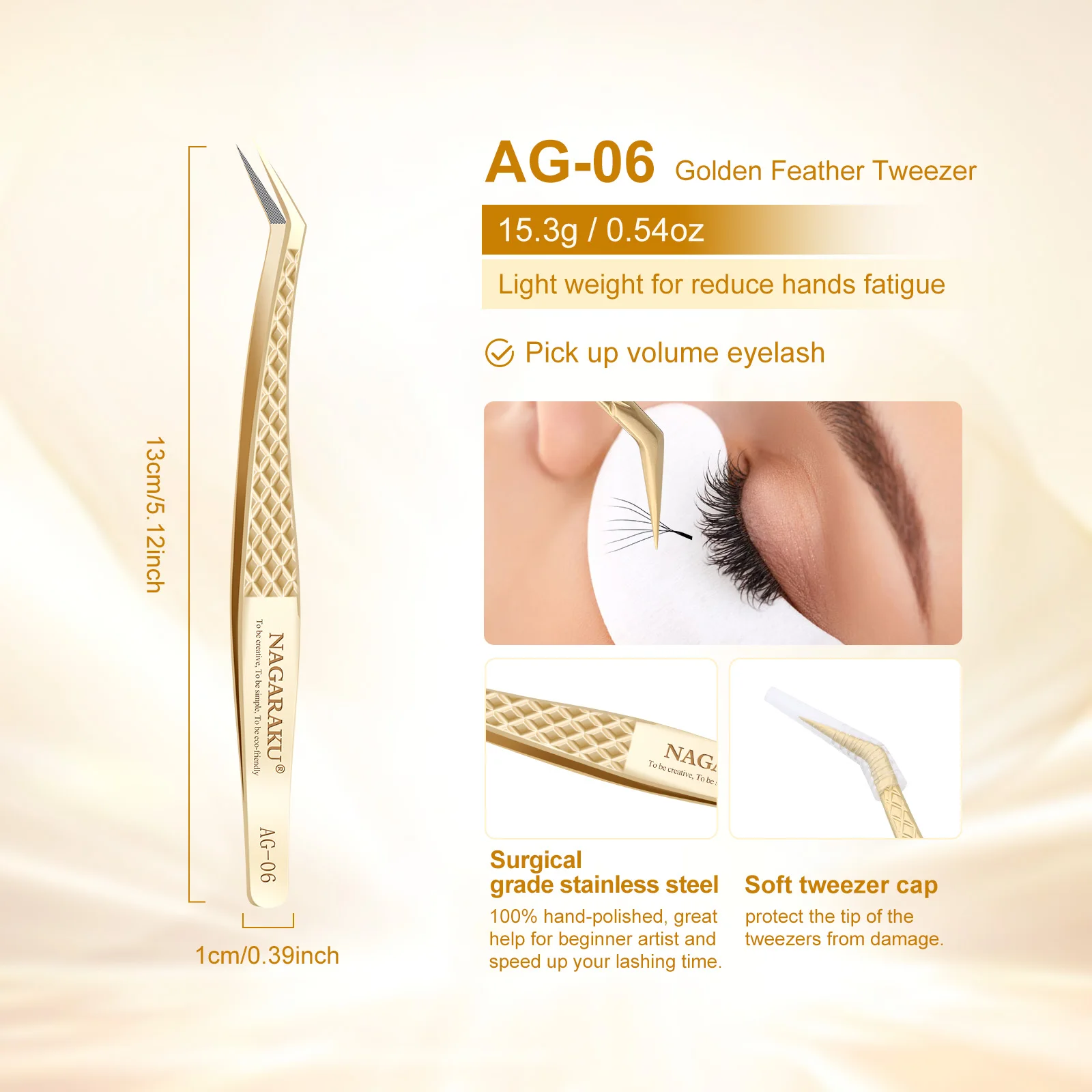 NAGARAKU Präzisionspinzette mit Faserspitze für Wimpernverlängerungen, professionelle Wimpernpinzette, antistatisch, gerade – Detail 8