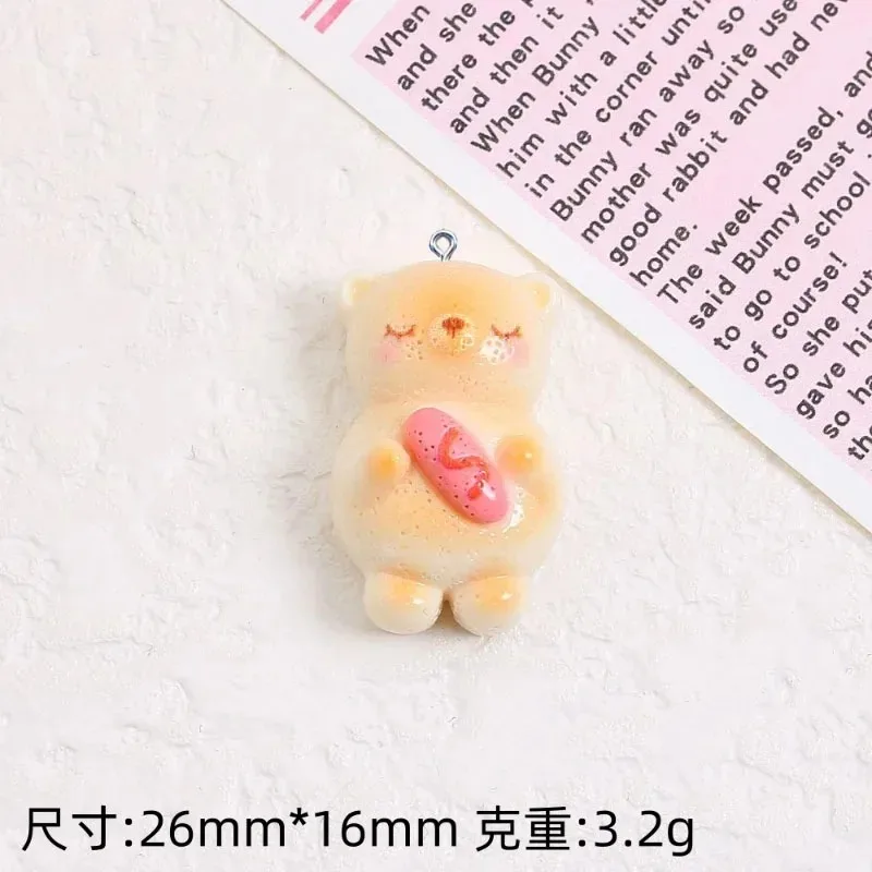 10Pcs Cute Cartoon Bear Dog Toast Resin Pendants Charms Handmade DIY Findings For Earrings Necklaces Bracelets Jewelry Decor view 3