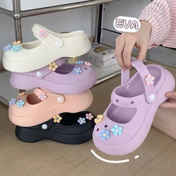 Creative Flower Baotou Hole Shoes Thick Sole Summer Outwear Shoes Wear Beach Women Slippers Increase EVA Non-slip Beach Sandals