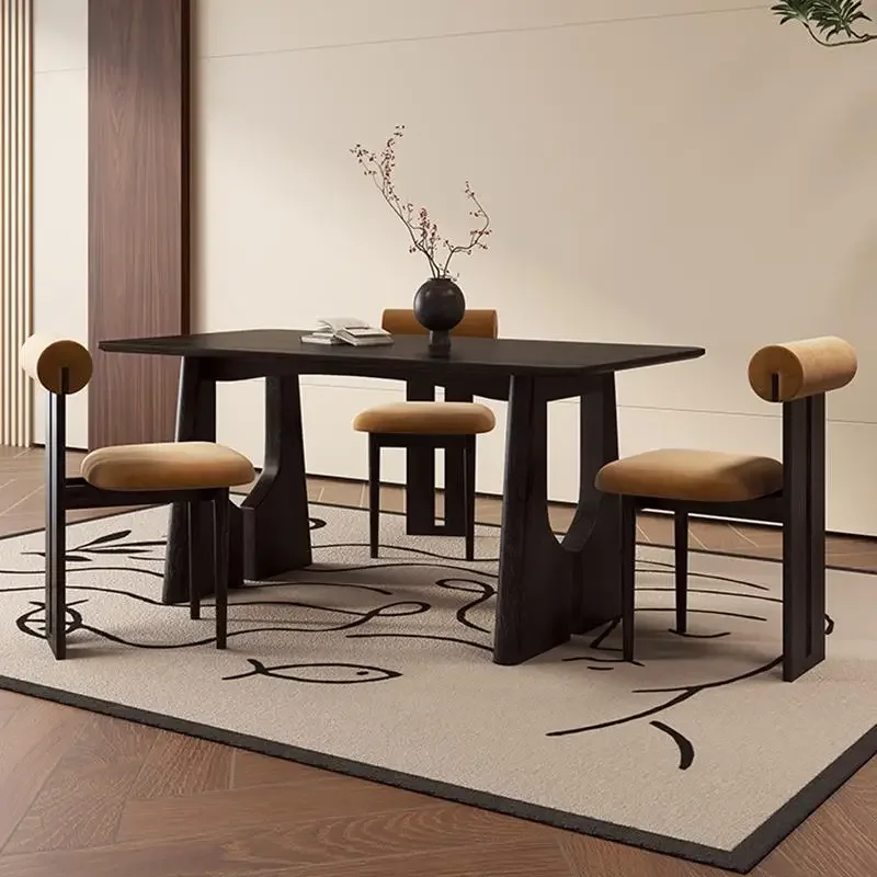 Light Luxury Side Design Solid Wood Table Nordic Dining Dressing Console Rectangular Table Chair Combination Mesas Furniture