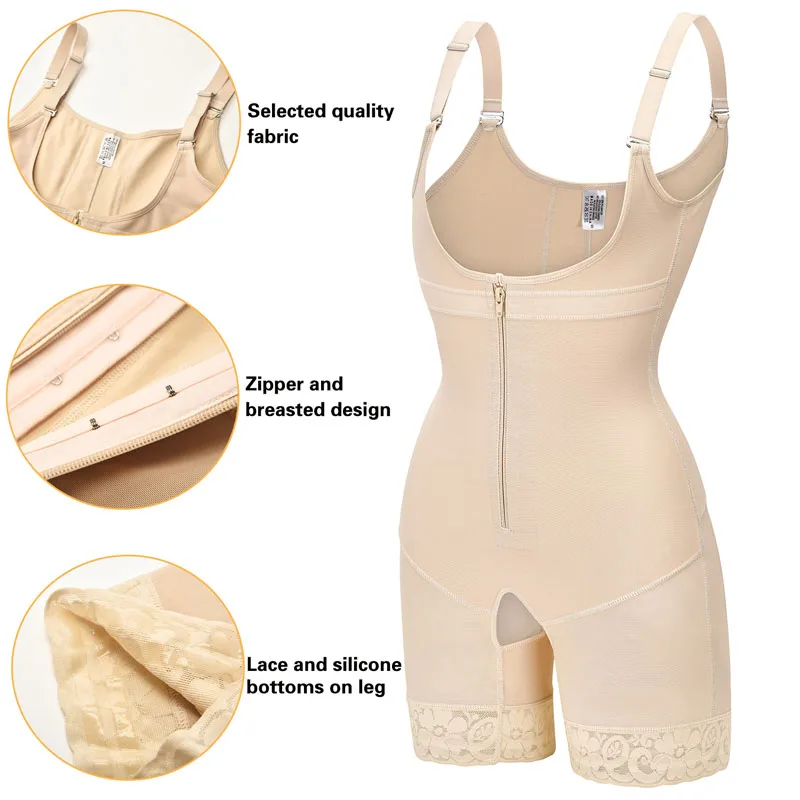 Body Shaper for Women Bodysuit Shapewear Slimming Butt Lifter Underbust Tummy Control Open Crotch Ziper Design Fajas Reductoras