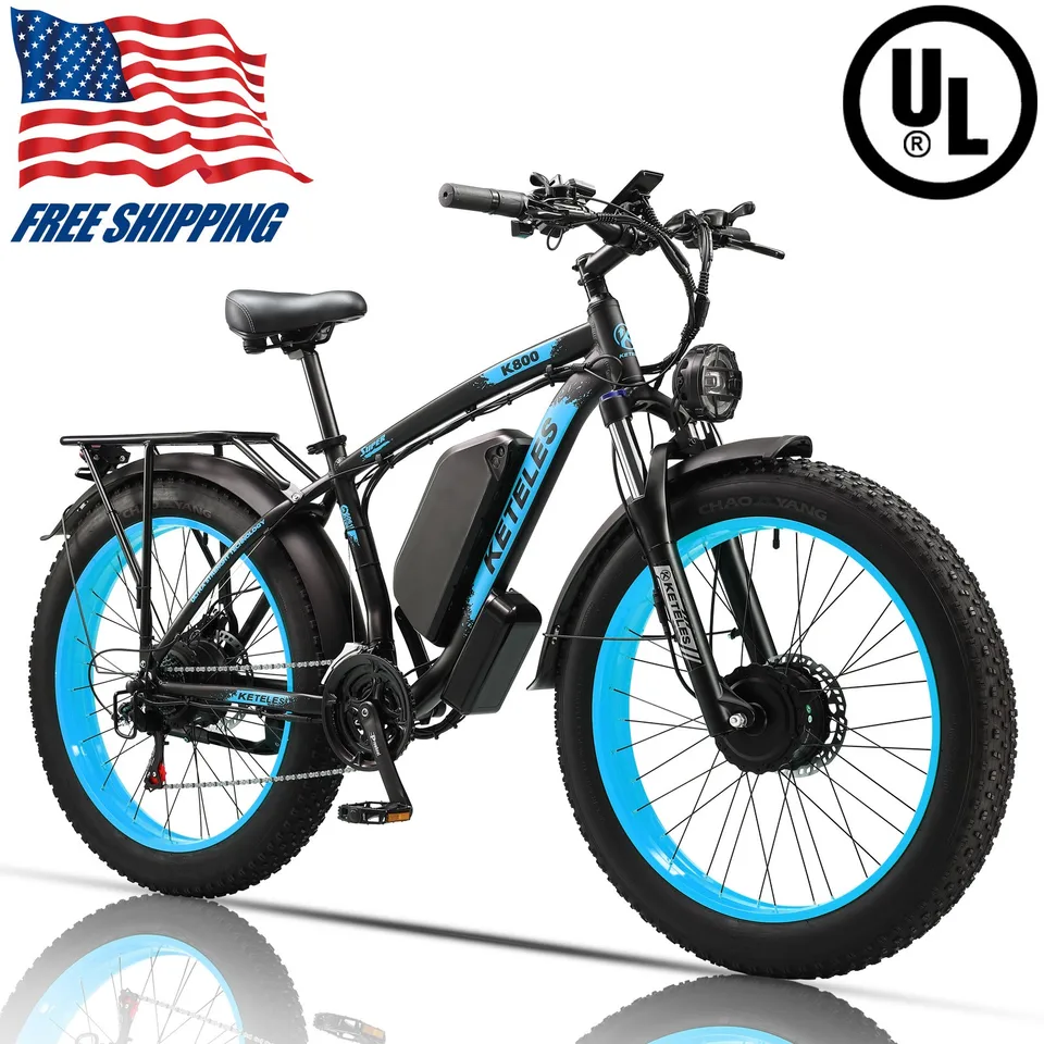 4000W Dual Motor 48V/23Ah Electric Bicycle 26" Fat Tire E-Bike for Adults image 1