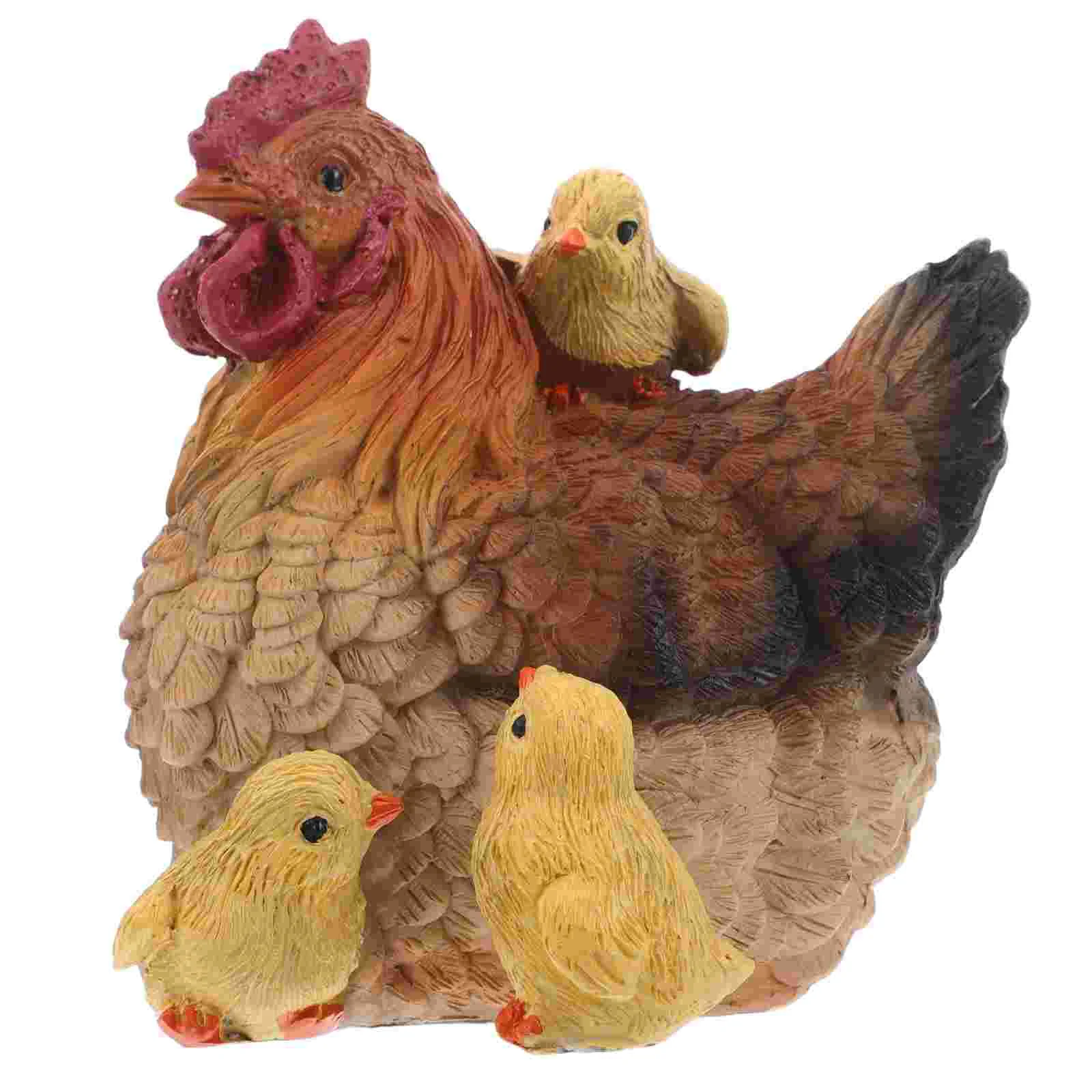 

Farm Hen Ornaments Artificial Simulated Animal Resin Chicken Sculpture Figurine