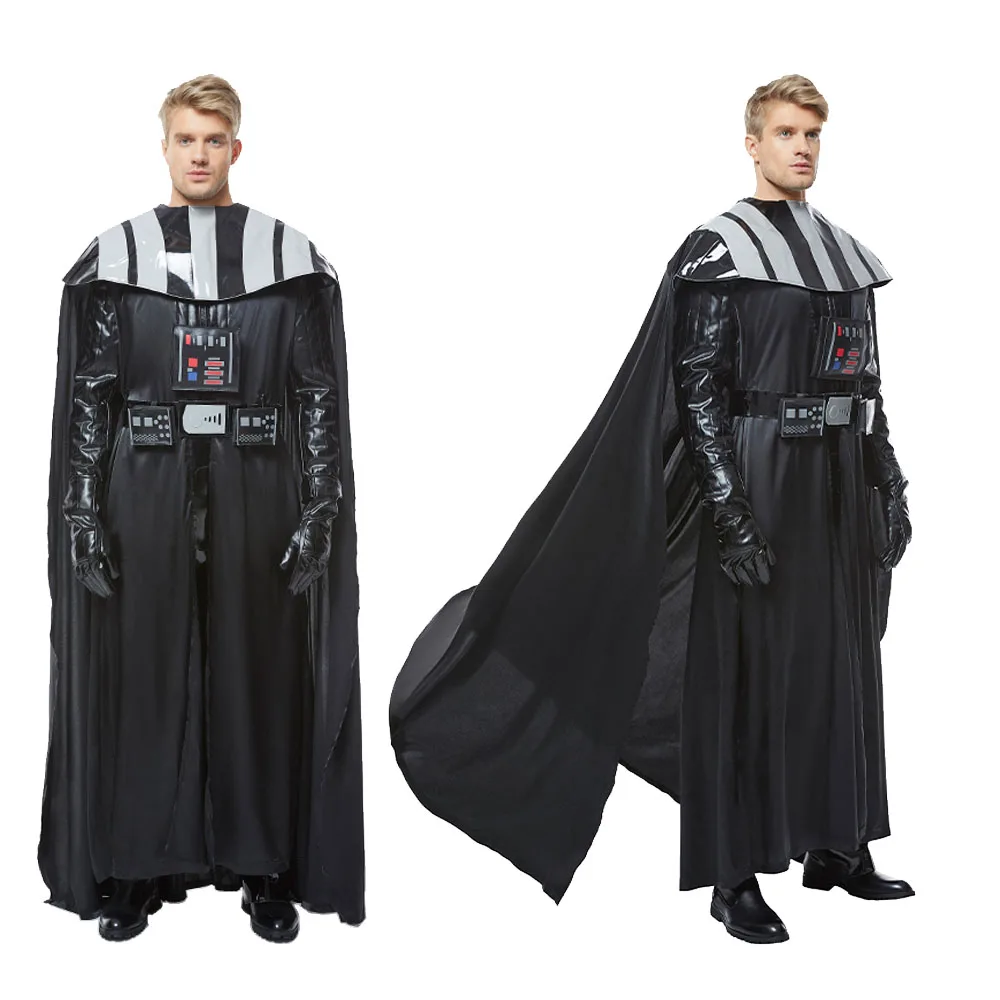 Darth Cos Vader Cosplay Costume Movie Battle Space Jumpsuit Vest Cloak Black Uniform Adult Men Halloween Carnival Disguise Suit