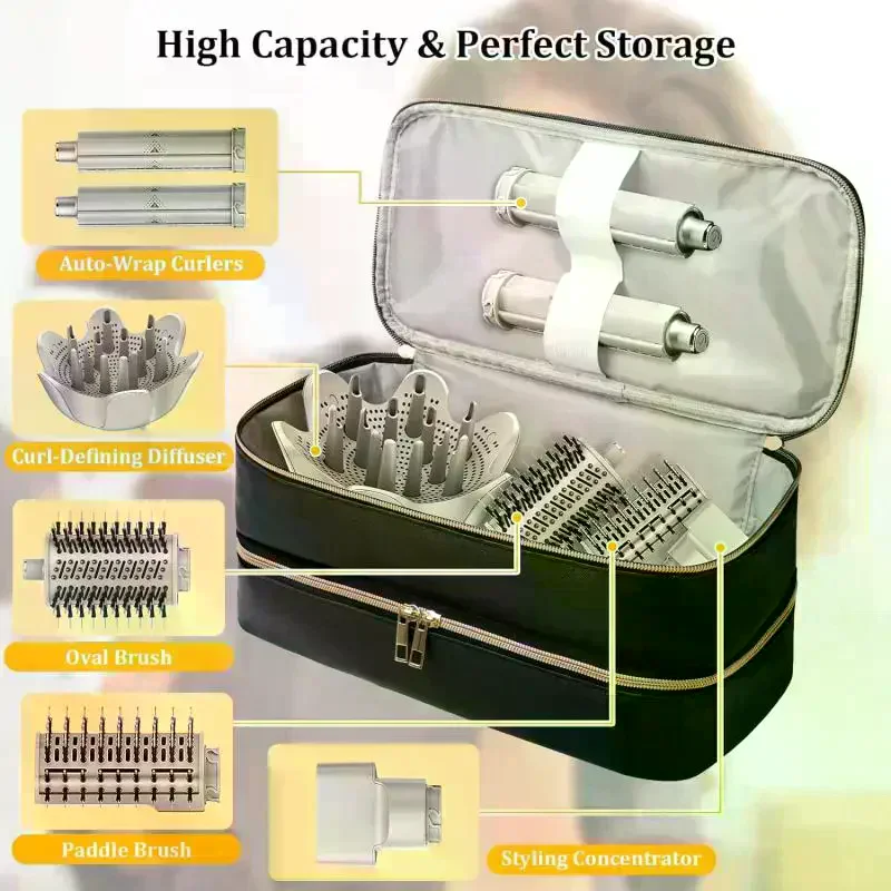 Double-Layer Hair Dryer Case Portable Fashion Waterproof Hair Curler Bag Large Capacity Travel Bags For Hair Dryer Curling Rod