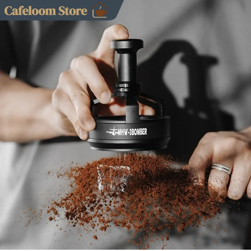 Mhw-3bomber Yu Series 58mm Cyclone Wdt Tool Rotatable Coffee Distribution Needle Evenly Disperse Clumps Espresso Stirrer