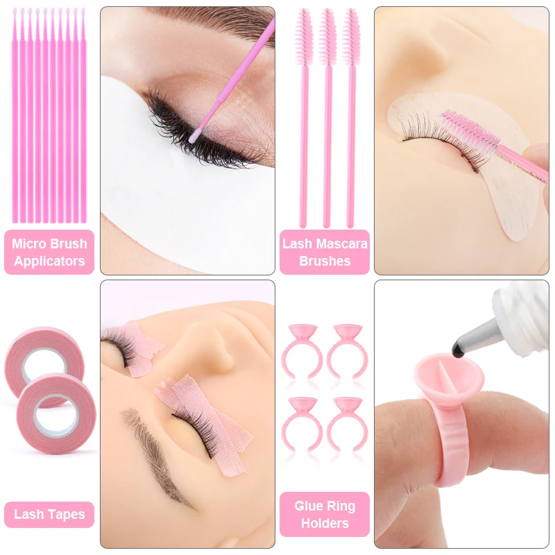 268PCS Eyelash Extensions Brushes Set Professionele Micro Lip Brush USB Mini Fan Glue Ring Eyelashes Tweezers Makeup Tools