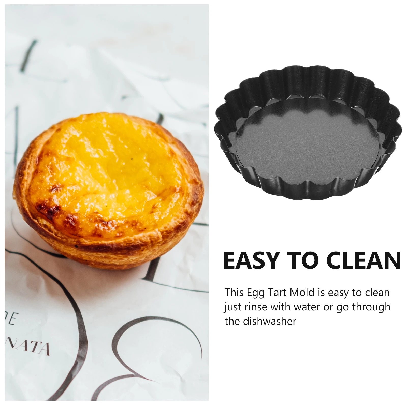

8Pcs Egg Tart Pans Carbon Steel Mini Tart Baking Molds Removable Bottoms Dishwasher Safe for Home Bakery Cooking Dessert Baking