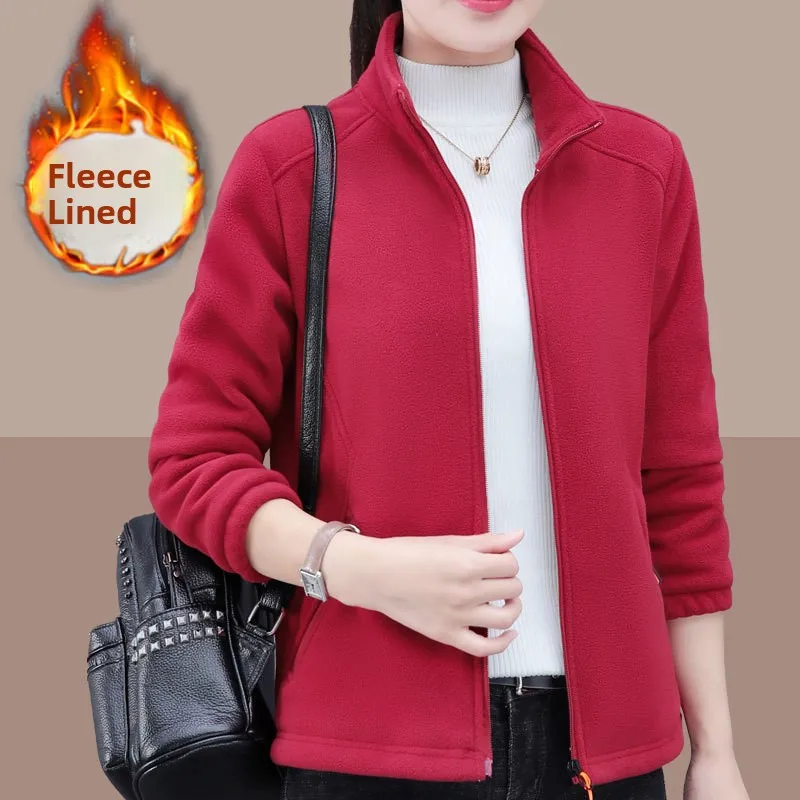 Flísová podšívka, větruodolná krátká bunda se stojáčkem KLMR009, polyesterová tkanina, zesílený dlouhý rukáv, pohodlná, ležérní styl... - náhled 5